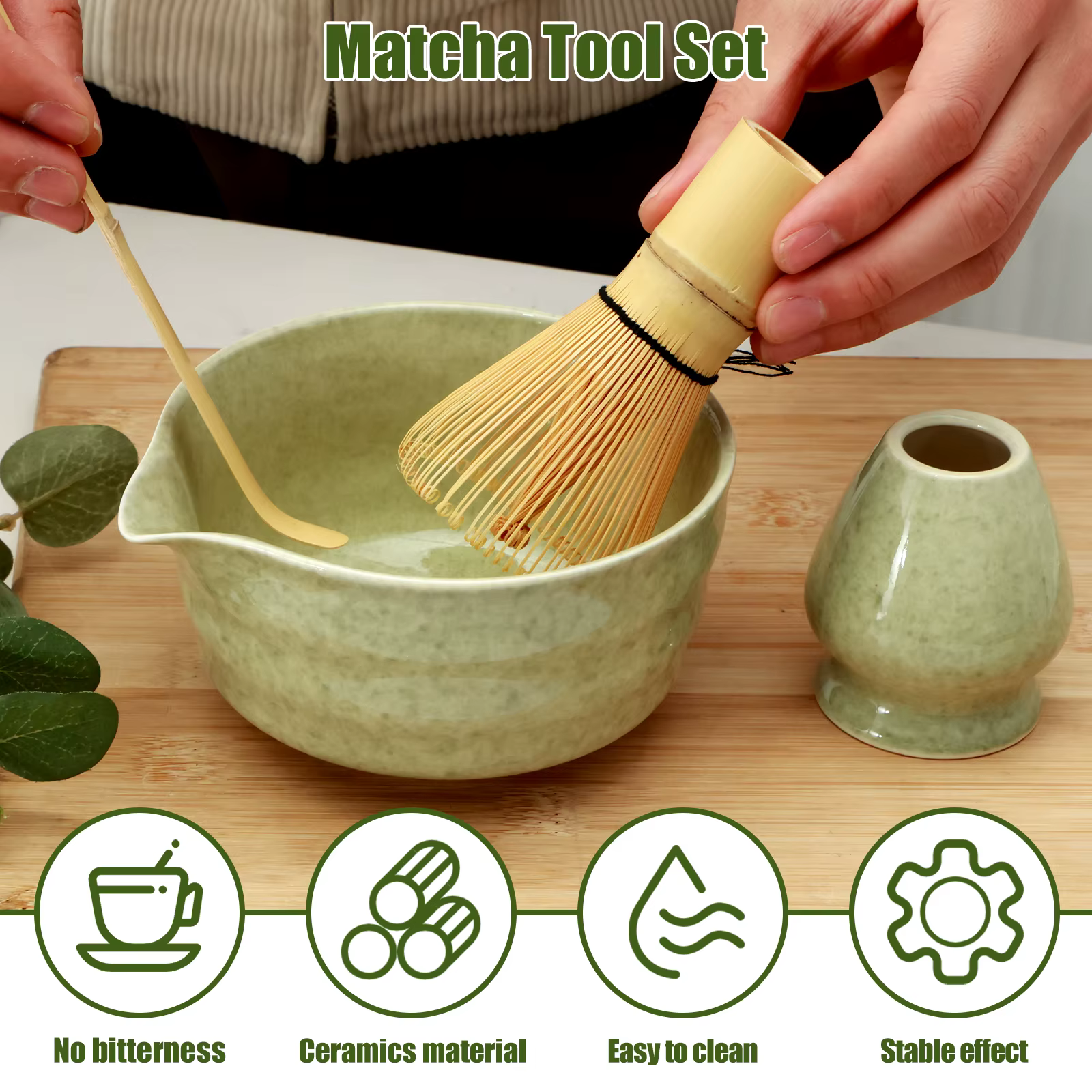 Komplettes 4-teiliges Matcha-Set: Japanische Keramikschüssel & Bambus-Zubehör – Ideal für Matcha-Liebhaber – Bild 3