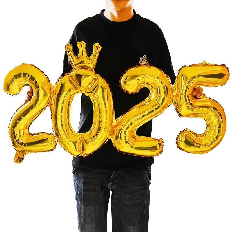 2025 Krone Nummer Folienballons – Frohes Neues Jahr Party Deko & Fotorequisiten – Bild 4