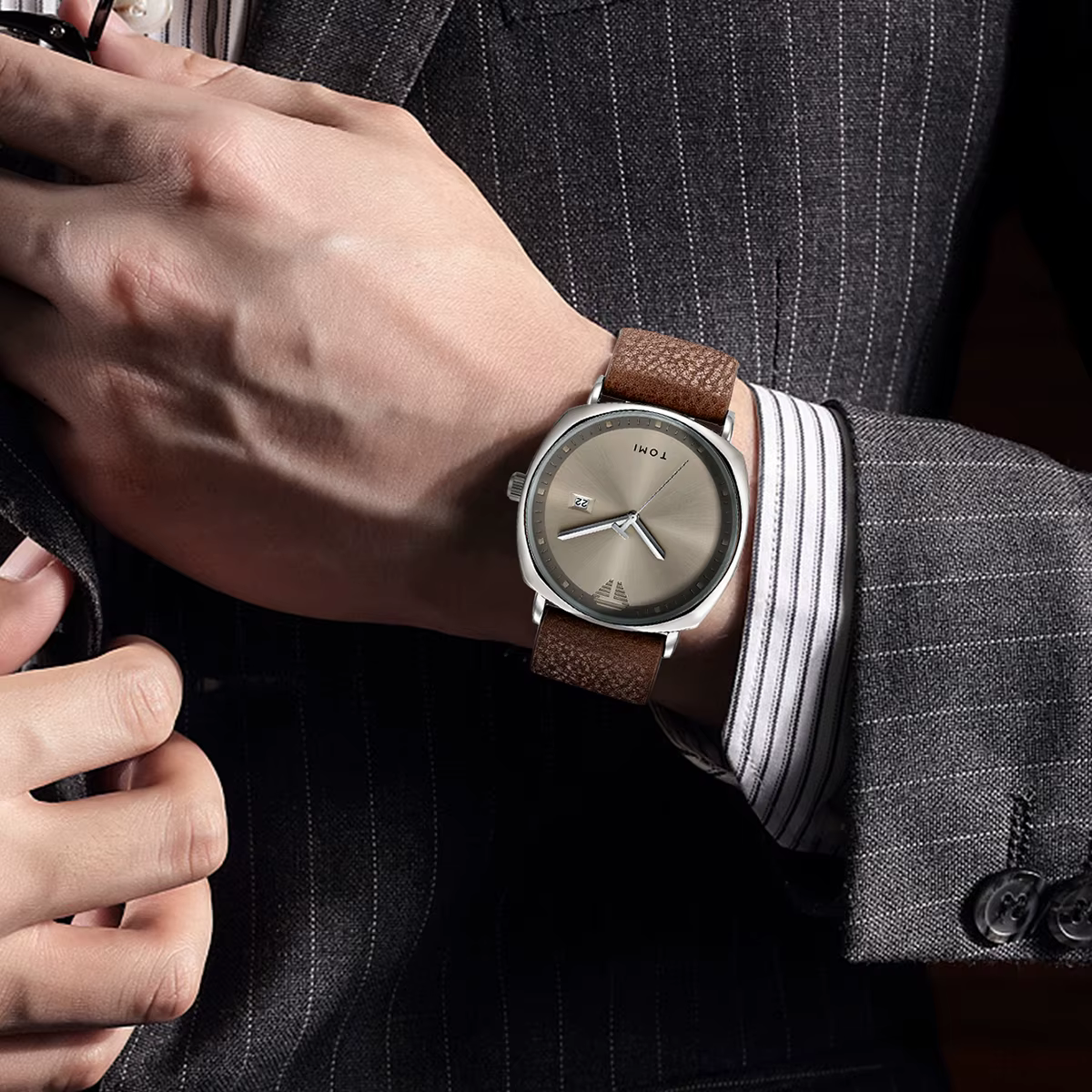 Elegantes TOMI 3er-Set: Hochwertige Herren-Armbanduhr & Geldbörse im Geschenkbox-Set – Bild 3