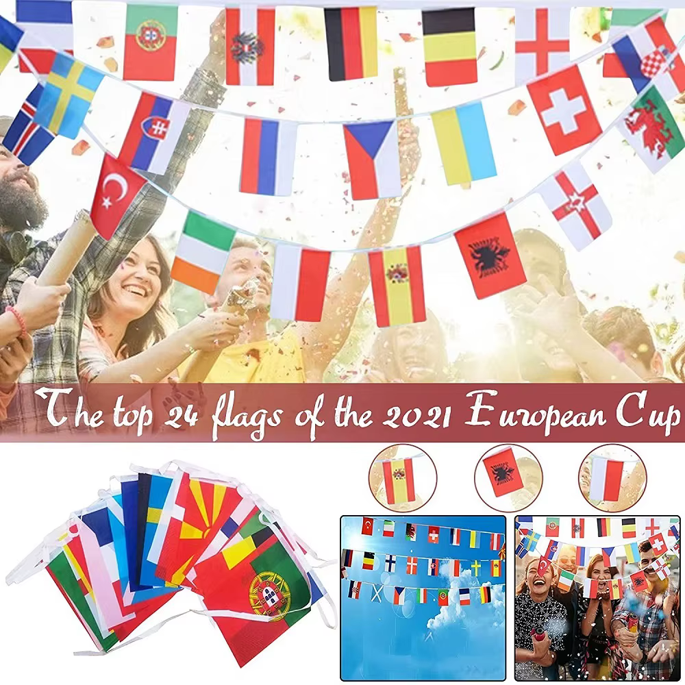 24 Stück Nationalflaggen Europäischer Länder für Euro Cup 2025 – Hochwertige Länderflaggen-Kette für Fußballfans und Dekoration – Bild 5