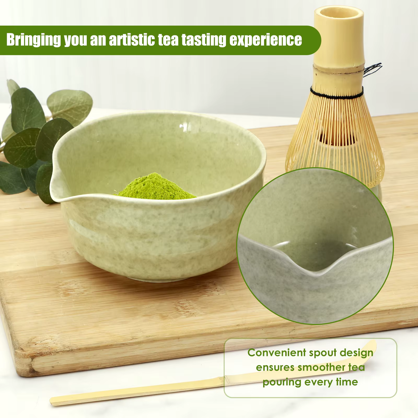 Komplettes 4-teiliges Matcha-Set: Japanische Keramikschüssel & Bambus-Zubehör – Ideal für Matcha-Liebhaber – Bild 5
