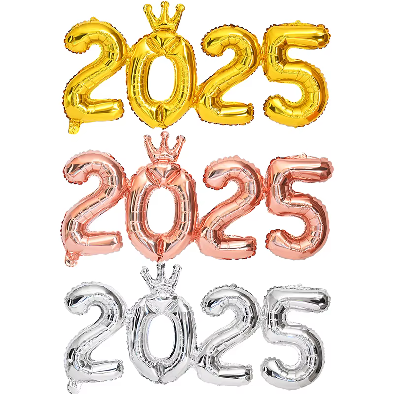 2025 Krone Nummer Folienballons – Frohes Neues Jahr Party Deko & Fotorequisiten – Bild 5
